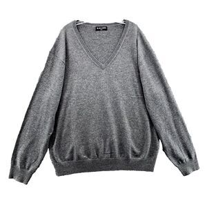 Kallspin Sweater Mens XXL Gray V-Neck Cashmere Wool Preppy Grandpa Corpcore 90's
